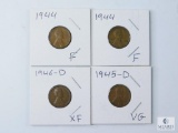 Lincoln Wheat Cents - (2) 1944, 1945-D and 1946-D