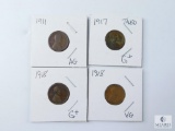 Group of Four Mixed Lincoln Wheat Cents