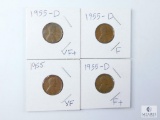 Group of Four 1950s Lincoln Wheat Cents