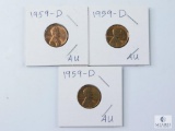 Group of Three 1959-D Lincoln Wheat Cents