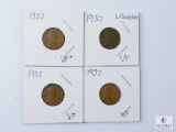 Four 1937 Lincoln Wheat Cents