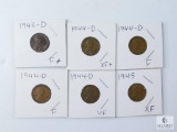 Six Lincoln Wheats from the 1940s