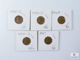 Five Lincoln Wheats from the 1950s