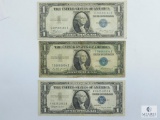 Three $1.00 Silver Certificates 1935A, 1935F, 1957B