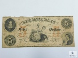 July 6, 1854 $5.00 Note, The Exchange Bank, Columbia SC