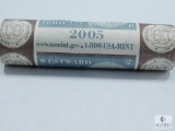 Roll (40) 2005-P Jefferson Nickels, Bison, BU Bank Wrapped, Never Opened