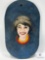 Vintage Metal Carousel Rounding Face Mounted on Oval Wooden Board - Potential Herschell Spillman