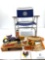 Vintage Lot of Folding Chair, Mushroom Decor, Macrame Art, Dominoes and Decorative Items