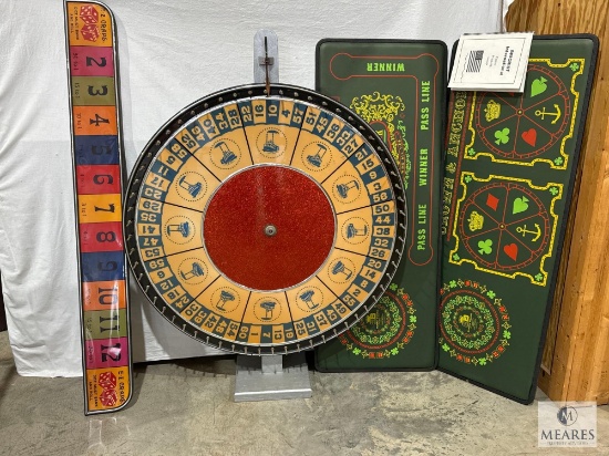 Casino Gaming Lot - Steamboat Wheel, Crown & Anchor Board, Craps Board - for Casino Night Rentals