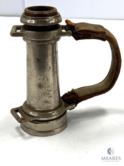 Nickle Plated Solid Brass American LaFrance Company (ALFCO) Nozzle Base with Leather Strap