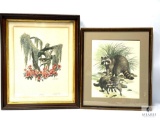 Framed Wildlife Prints - Mockingbird and Raccons