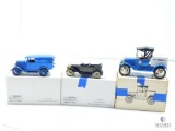 Lot with One Die-Cast Coin Bank, Two National Motor Museum Mint Collection Cars, 1918 ERTL Runabout