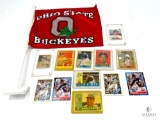 Vintage Baseball Card Lot with Ohio State Buckeyes Car Flag (See Description for Cards)