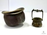 Metal Trench Art - Bucket Helmet and Ash Tray/Melt Cup