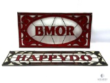 Two Handmade Stained Glass Signs - BMOR and HAPPYDO