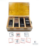 Vintage Slides In Wood Case - Some Glass Negatives - Many Military Airplanes