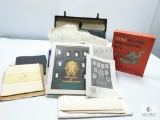 Suitcase Containing Notebooks, Posters of Old Stamps, The New World-Wide Postage Stamp Album