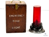 Antique Emergency Road Light in Wooden Storage Box - Disabled American Veterans