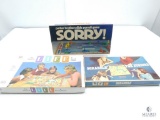 Lot of Three Vintage Games - Sorry!, Life, Scrabble for Juniors