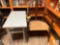 Rustic Wooden Side Table and Vintage Chair Set (Located in the Basement)