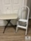 Small Lifetime Folding Table and White Two-Step Stepping Stool (Located in the Basement)
