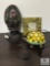 Unique Decorative Lamps - Stained Glass Turtle Lamp, Mosaic Egg and Mirror (Located in the Basement)