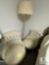 Vintage Pair of Upholstered Accent Chairs & Brass Floor Lamp (Located in the Basement)