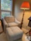 Cozy Armchair with Ottoman and Floor Lamp Set
