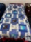 Handmade Blue Patchwork Quilt with Themed Squares