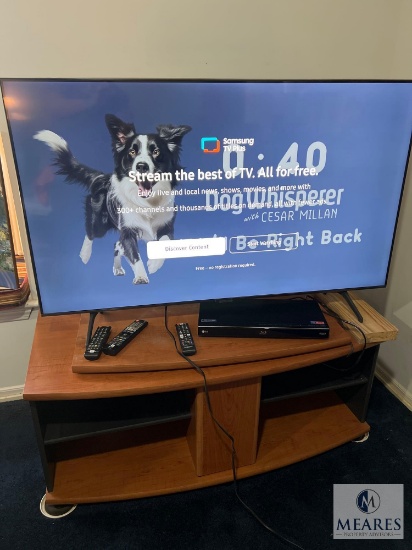 Samsung UN55TU7000F 55" Smart TV and LG BD570 Blu-Ray Player with Remotes and Entertainment Stand