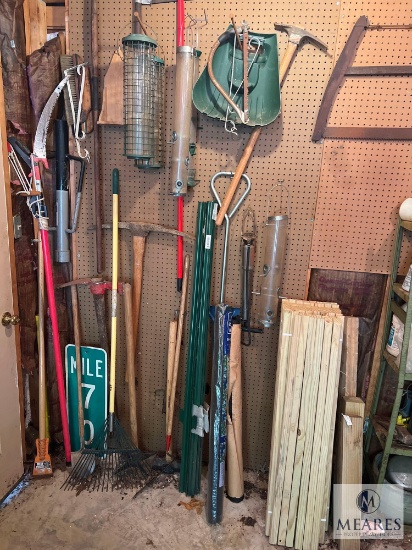 Assorted Garden and Farm Tools with Fencing Supplies, Hand Tools, and More