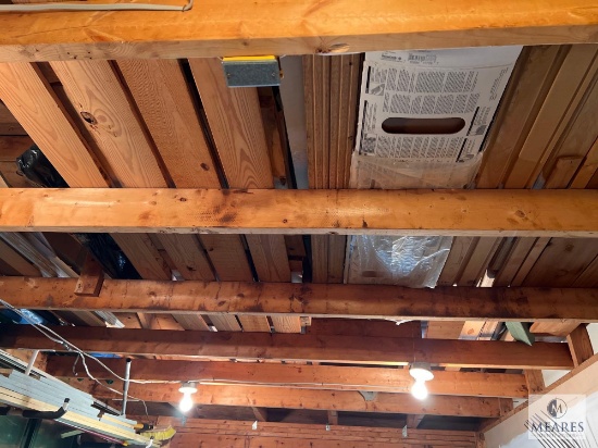 Assorted Wood Planks, Santos Cherry Pieces, Long-Handled Brushes, Poles (In Garage Ceiling)