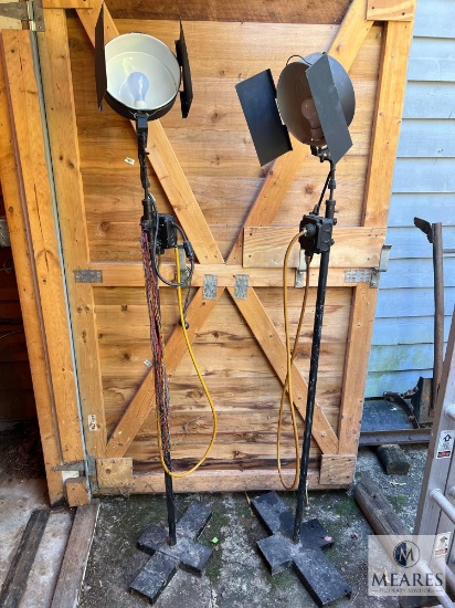 Pair of Industrial-Grade Studio Lights on Adjustable Stands