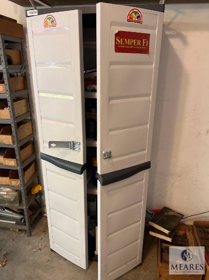 Double-Door Durable Plastic Storage Cabinet with Household and Workshop Supplies