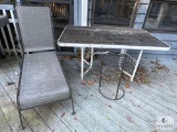 Chaise Lounge, Metal With Glass Top Table, and Side Table
