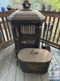Rustic Wood-Burning Outdoor Fireplace with Ash Bin and Fireplace Tools