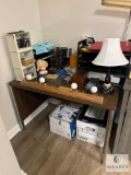 Wood Laminate Office Desk with Office Supplies (Located in the Basement)