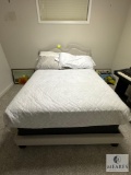 Full-Size Upholstered Bed with Headboard, Box Spring, and Mattress (Located in the Basement)