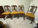 Set of Four Vintage Stakmore Folding Chairs with Yellow Cushion Seats (Located in the Basement)