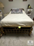 Vintage Brass Full-Size Bed Frame with Ornate Details (Located in the Basement)
