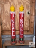 Vintage Pair of Blow Mold Noel Christmas Candle Decorations