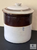 Vintage 2-Gallon Stoneware Crock with Lid
