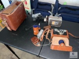 Vintage Camera Collection with Leather Cases & Accessories