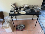 Elegant Collection of Silver-Plated Serving Ware and Glass Bowls