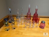Vintage Glass Decanters and Barware Collection