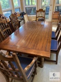 Solid Wood Dining Table with 6 Chairs and Leaf Inserts