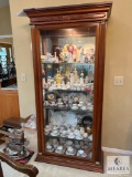 Elegant Solid Wood Curio Cabinet with Glass Shelves and Display Lighting (No Contents)
