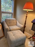 Cozy Armchair with Ottoman and Floor Lamp Set