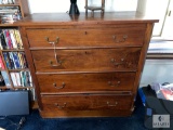 Rustic Wooden Dresser with Lava Lamp and Small Display Shelf