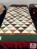 Handcrafted Patchwork Quilt - Earth Tones and Geometric Design